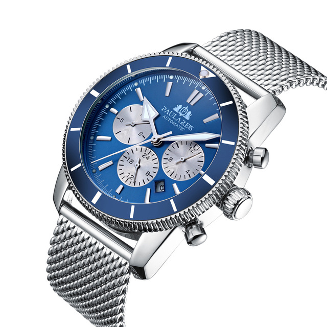 New PAULAREIS Male Mechanical Wristwatch Clock 24 Hours Week Month Display Dropshipping  Luxury Automatic Watch for Men