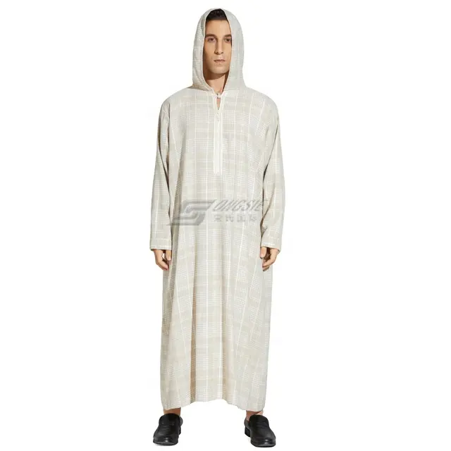 Robe marocaine pour hommes Thobe nouvelle collection de Robes en coton à manches longues pour hommes, vente en gros de robe musulmane pour hommes Thobe