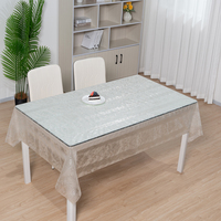 Nappe de table transparente en PVC texturé maille argentée RNPT, imperméable et décorative, pour tables de salle à manger, d'hôtel et de célébrations