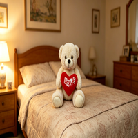 Ours en peluche mignon avec cœur rouge LOVE, ours en peluche doux et moelleux pour un anniversaire