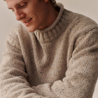 Pull en tricot à col rond côtelé classique pour homme, à manches longues, avec motif à pois dégradé