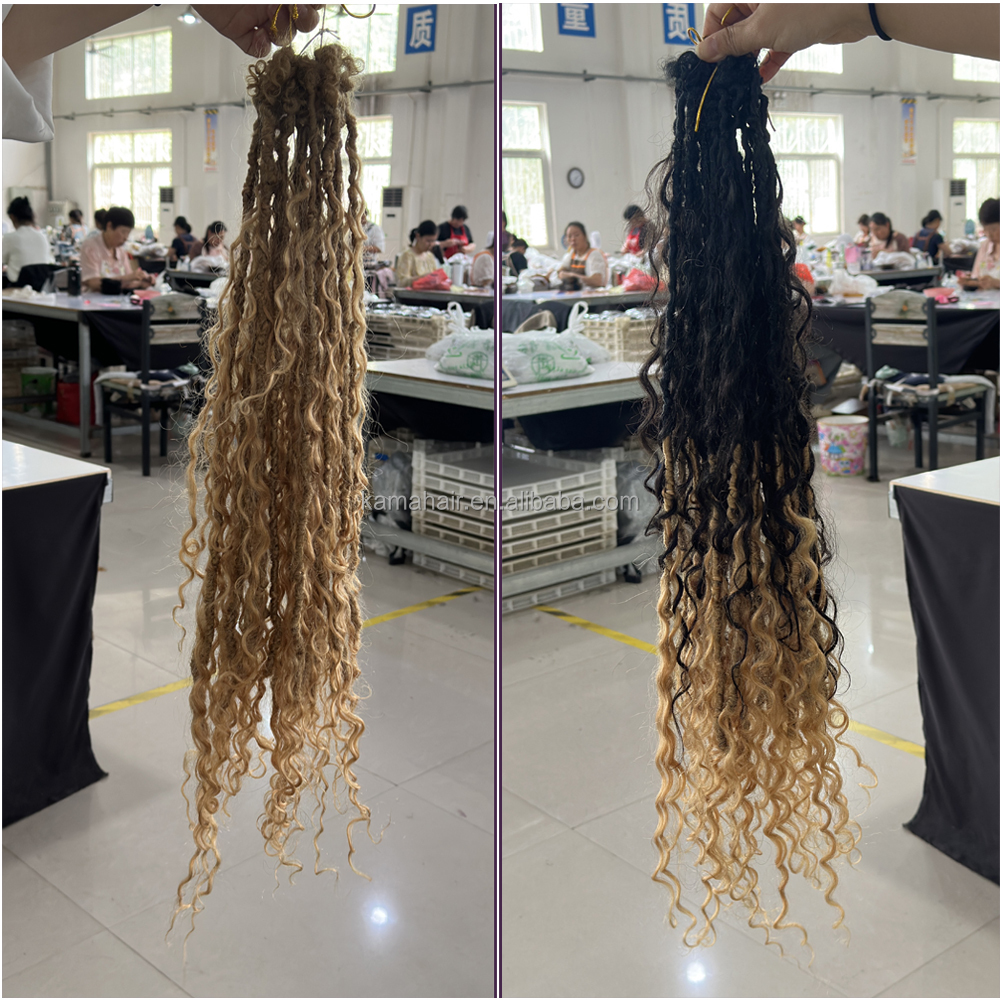 Vast Hair KAMA Wholesale Human Hair+synthetic Loc 0.6cm Crochet Braiding Hair Extensions Soft Curly Faux Boho Goddess River Locs thumbnail 2