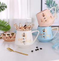 Nouvelle conception Tasse à café en porcelaine Couronne de la Régalité avec couvercle Logo personnalisé Cadeau pour maman