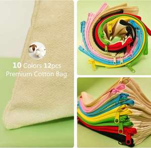 Custom Cotton Canvas DIY Craft Zipper Bags Pouches Pencil Case Makeup Cosmetic Toiletry Stationary <b>Storage</b> - Product Image 4