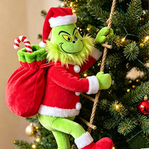 Christmas Green Monster Plush 55cm Light Green Santa <b>LED</b> String Lights Pose-able Stuffed Doll Outdoor Indoor Decoration - Product Image 4