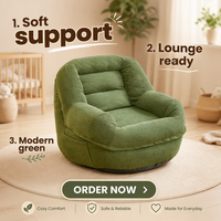 MULIGNA Fauteuil pouf moderne à dossier unique, en mousse compressée, style Tatami, pour salon, en tissu, sans structure.