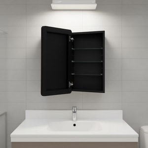 Adjustable <b>Shelves</b> 16x24 <b>Mirror</b> Medicine Cabinet <b>Black</b> Steel Wall Hanging for Bathrooms - Product Image 2