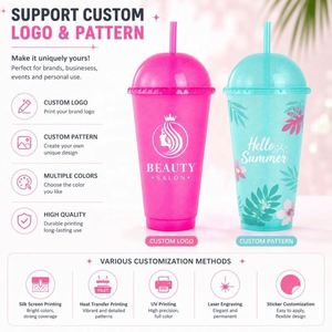 Custom Logo 12oz 24oz Glitter Dome Tumbler <b>with</b> Straw <b>Reusable</b> Plastic <b>Cup</b> for Cold Drinks Promotional Gift Tumbler - Product Image 4