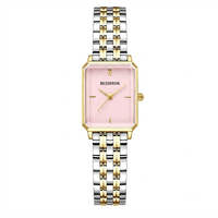 Montre analogique à quartz de luxe pour femme, boîtier et bracelet en acier inoxydable, cadran en verre minéral, résistance à l'eau 5 ATM, fermoir papillon