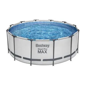 Bestway 56420-مجموعة حمام سباحة بلاستيك بإطار معدني دائري للاستخدام خارج المنزل فوق الأرض للأسرة