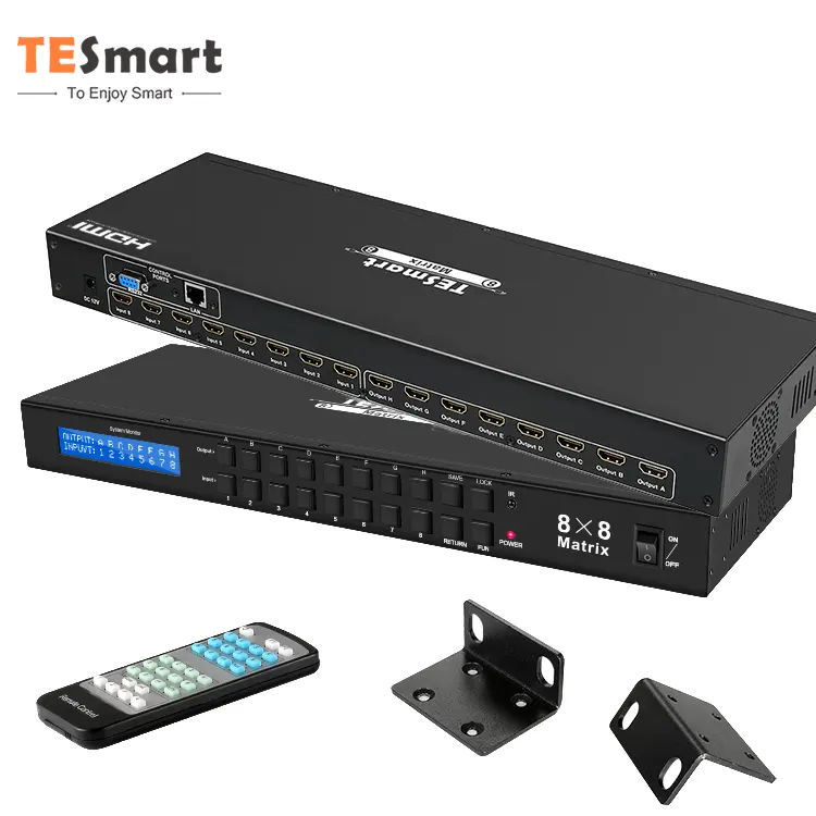 TESmart 30Hz HDCP 1.4 Video Switch Matrix Switcher For Security Surveillance Systems 4K 4x4 HDMI Matrix 8x8