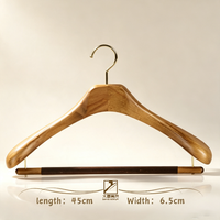Cintre en bois massif de style vintage, à épaules larges, avec barre horizontale floquée antidérapante pour présentation de vêtements