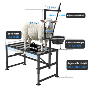 Support pour bétail JH-Mech avec bac à nourriture en métal noir avec tête réglable 600 lb Support de traite pour chèvre pour la tonte des moutons - Product Image 2