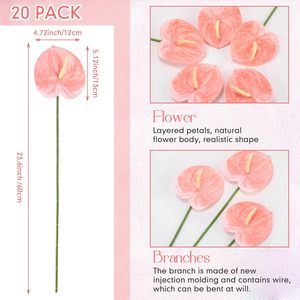 ดอกแอนธูเรียมพลาสติก 3 มิติ ขายส่ง สัมผัสเหมือนจริง ขนาด 67 ซม. 6 สี สำหรับตกแต่งบ้าน งานแต่งงาน ปาร์ตี้ คริสต์มาส ตรุษจีน - Product Image 2