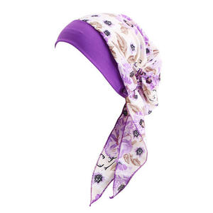 Foulard élastique imprimé pour femme Turban pour femme musulmane Chapeau de <span class=keywords><strong>chimio</strong></span> Cancer Couvre-chef pour perte de cheveux Couvre-chef <span class=keywords><strong>Bandana</strong></span> extensible - Product Image 3