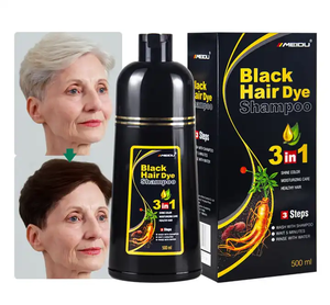 Produits capillaires, shampooing pour changer la couleur des cheveux gris en noir, sans ammoniaque, shampooing colorant capillaire noir naturel à base de plantes Meidu - Product Image 1