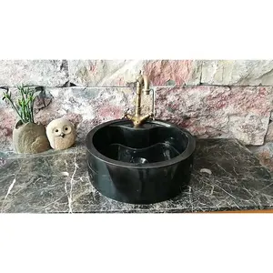 Natural Malaysia Hotel Bathroom Washing Hand Sink Black Color Customized Size D45Cm Indoor Natural Marble Wash Granite Basin