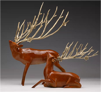 Retour d'un gros animal sculpture tridimensionnelle bureau ouverture cadeau lion en cuivre pur