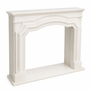 Chimenea tradicional de mármol con tallado ornamentado, de mármol sintético Royal Botticino, para interiores, con estufa de leña. - Product Image 2