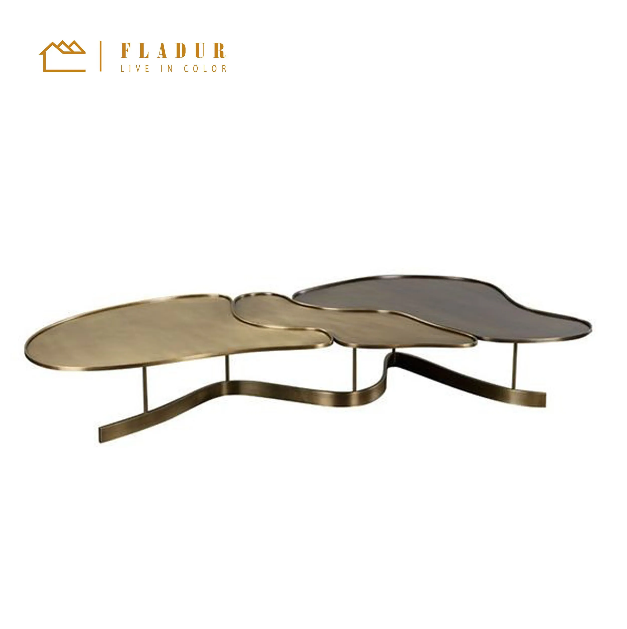 Sectional Gold Brass Stainless Steel Joint Coffee Table