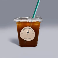 Tasse à café jetable en plastique PET personnalisable de 260ml petit thé au lait Latte à paroi unique de qualité alimentaire avec couvercle pour boissons froides