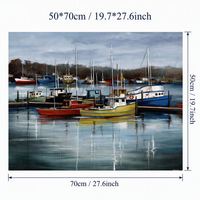 Peinture à l'huile abstraite moderne peinte à la main sur toile, motif bateaux et paysage marin, pour salon (vente en gros)