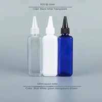 Botol Dispenser Kosmetik Persegi Plastik PET 100ML untuk Perawatan Kulit, Sampo, Sabun Mandi, Krim, dengan Tutup Flip Disc