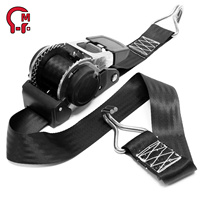 Correa de amarre HLM con trinquete automático de poliéster, correa de amarre retráctil automática con gancho en S para ATV, motocicleta y carga