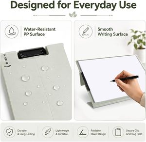 Portapapeles A4 Independiente Plegable <span class=keywords><strong>para</strong></span> Escritorio con Hebillas Ajustables, Clip Metálico y Carpeta de Plástico <span class=keywords><strong>para</strong></span> Documentos de Negocios - Product Image 4