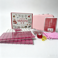 Jeu de Mahjong américain rose pailleté, 166 tuiles, kit complet de Mahjong avec valise en PU, cadeau de vacances, jeu de société Mahjong