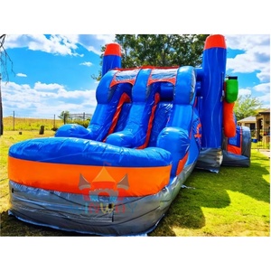 Blaster tấn công lâu đài bơm hơi kết hợp trượt hai làn đường hành động với thiết kế lấy cảm hứng từ <span class=keywords><strong>Nerf</strong></span> cho các bữa tiệc trẻ em ly kỳ - Product Image 4