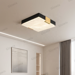 Quảng trường thạch cao Tuyết hoa trần ánh sáng Oriental Phong Cách Brass Phụ kiện Đá cẩm thạch tự nhiên bề mặt tuôn ra núi đèn cho phòng ngủ phòng khách - Product Image 4