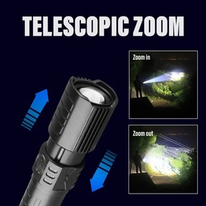 Linterna potente XHP50, 3 modos, luz LED fuerte, linterna con Zoom telescópico, recargable por USB, linterna de largo alcance para acampar y pescar - Product Image 2