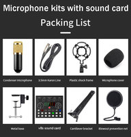 Kit de microphone professionnel PC V8S BM800 avec carte son, micro à condensateur de studio BM 800 pour l'enregistrement de podcasts et le streaming en direct