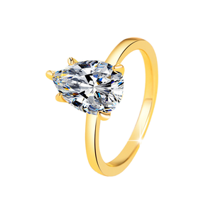 Anillo de Moissanita con Forma Geométrica de Lujo, Engaste de Cinco Garras para Mujer, Chapado en Oro de 18K, Plata de Ley 925 - Product Image 2