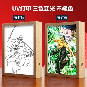 Luffy Led Decorative Light Painting Lamp Anime One Zoro Three Color Light Glowing Photo <b>Frame</b> Luminous Hanging <b>Poster</b> Solar DC - Product Image 4