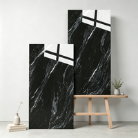 Carrelage en porcelaine émaillée effet marbre noir doré de qualité supérieure 600x1200 haute brillance pour mur intérieur