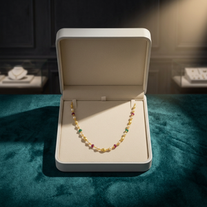 Collar Tradicional Indio de Perlas Doradas para Mujer, Elegante Joyería Nupcial con Perlas Rojas y Verdes - Product Image 6