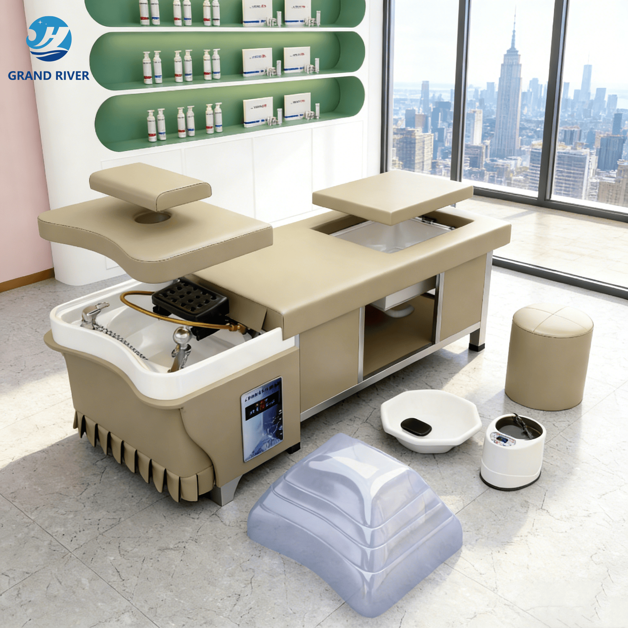 head spa bed ceramic basin plumbed 110v etl