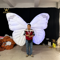 Sac à dos papillon gonflable blanc en tissu Oxford avec lumière LED pour soirée dansante - Grande Vente