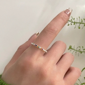 LT-249 S925 Women's 2025 New Style Fine <strong>Ring</strong> Rainbow Sparkling Zircon <strong>Set</strong> in Lava Irregular <strong>Sterling</strong> <strong>Silver</strong> Tail <strong>Ring</strong> - Product Image 4