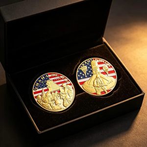 Pièce de monnaie commémorative de la D-Day de la Seconde Guerre mondiale, Omaha/Utah Beach, 6 juin 1944, <span class=keywords><strong>débarquement</strong></span> en <span class=keywords><strong>Normandie</strong></span>, plaquée métal, drapeau américain, pour veteran - Product Image 6