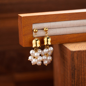 Pendientes <span class=keywords><strong>de</strong></span> Diseño Único con Forma <span class=keywords><strong>de</strong></span> Campana <span class=keywords><strong>de</strong></span> Viento, Flor, Perla y Borla, Hipoalergénicos, Chapados en Oro, <span class=keywords><strong>de</strong></span> Acero Inoxidable, Joyería Personalizada - Product Image 2