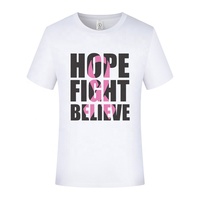 Vente en gros de vêtements décontractés personnalisés imprimés, tricotés, respirants, écologiques, 100% coton, imprimés en sérigraphie, sensibilisation au cancer du sein