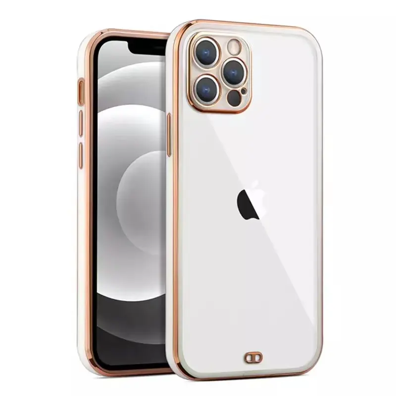 Wholesale Camera Protection Lens Clear TPU Electroplate Chrome Phone Case for iPhone 13 pro max 13 pro 12 pro 11 xs max xr