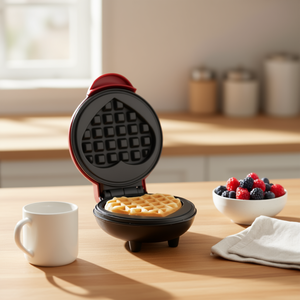 Gaufrier miniature en forme de cœur Myrva avec plaques antiadhésives et extérieur froid au toucher pour un usage domestique, électrique, commande mécanique - Product Image 2