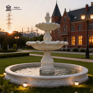 Fontaines d'eau en marbre blanc TREVI au design simple pour château et jardin privé - Product Image 6