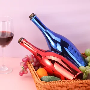 अल्कोहलिक शराब पेय कॉर्क स्टॉपर के लिए क्लैरेट रेड वाइन बोतल खाली 750 मिलीलीटर इलेक्ट्रोप्लेट प्रभाव कांच की बोतल