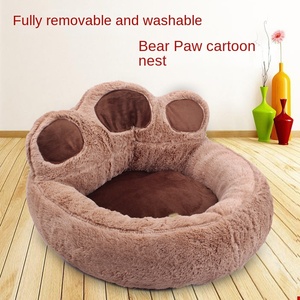 Cama para Cães Ecológica Direto da Fábrica, Casa de Pelúcia Quente para o Inverno, Design de Pata de Urso, Tapete para Animais de Estimação Removível e Lavável com Enchimento de Algodão PP - Product Image 4