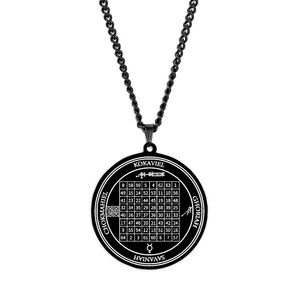 Collar con Colgante de Acero Inoxidable Amuleto Sello de la Llave de Salomón Tercer Pentáculo del Sol Talismán Cuadrado Mágico de Esoterismo Wicca - Product Image 5